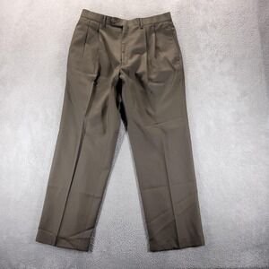 Lauren Ralph Lauren Pants Mens 34x30 Brown Wool Pleated Total Comfort Trousers